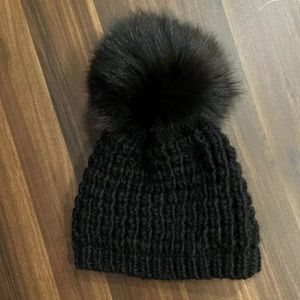 Kyi Kyi Mini Genuine Fox Fur Pom Pom Beanie Kids